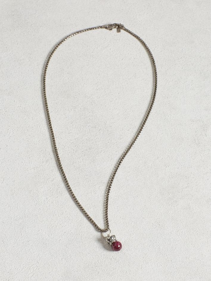 Crowned Ruby Ball and Chain Necklace image number 2