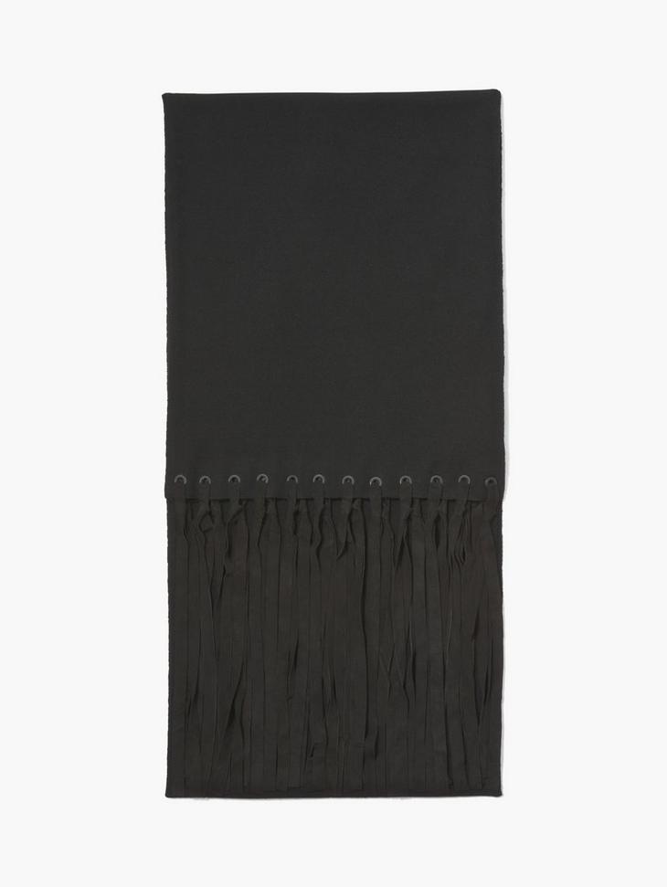 Merino Wool Scarf with Suede Fringe image number 1