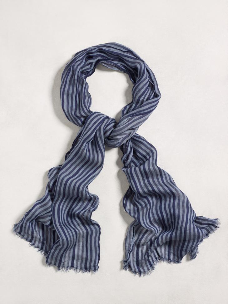 Contrast stripes, self fringe scarf image number 1