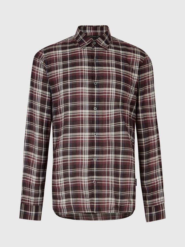 MAYFIELD SLIM FIT POINT COLLAR - PLAID image number 1