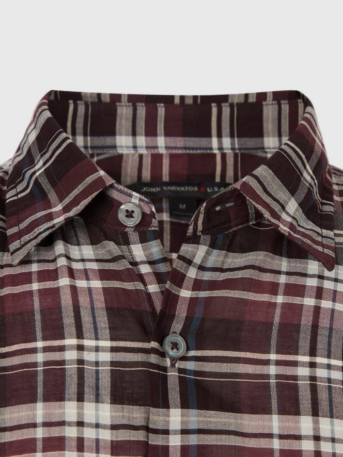 MAYFIELD SLIM FIT POINT COLLAR - PLAID image number 6