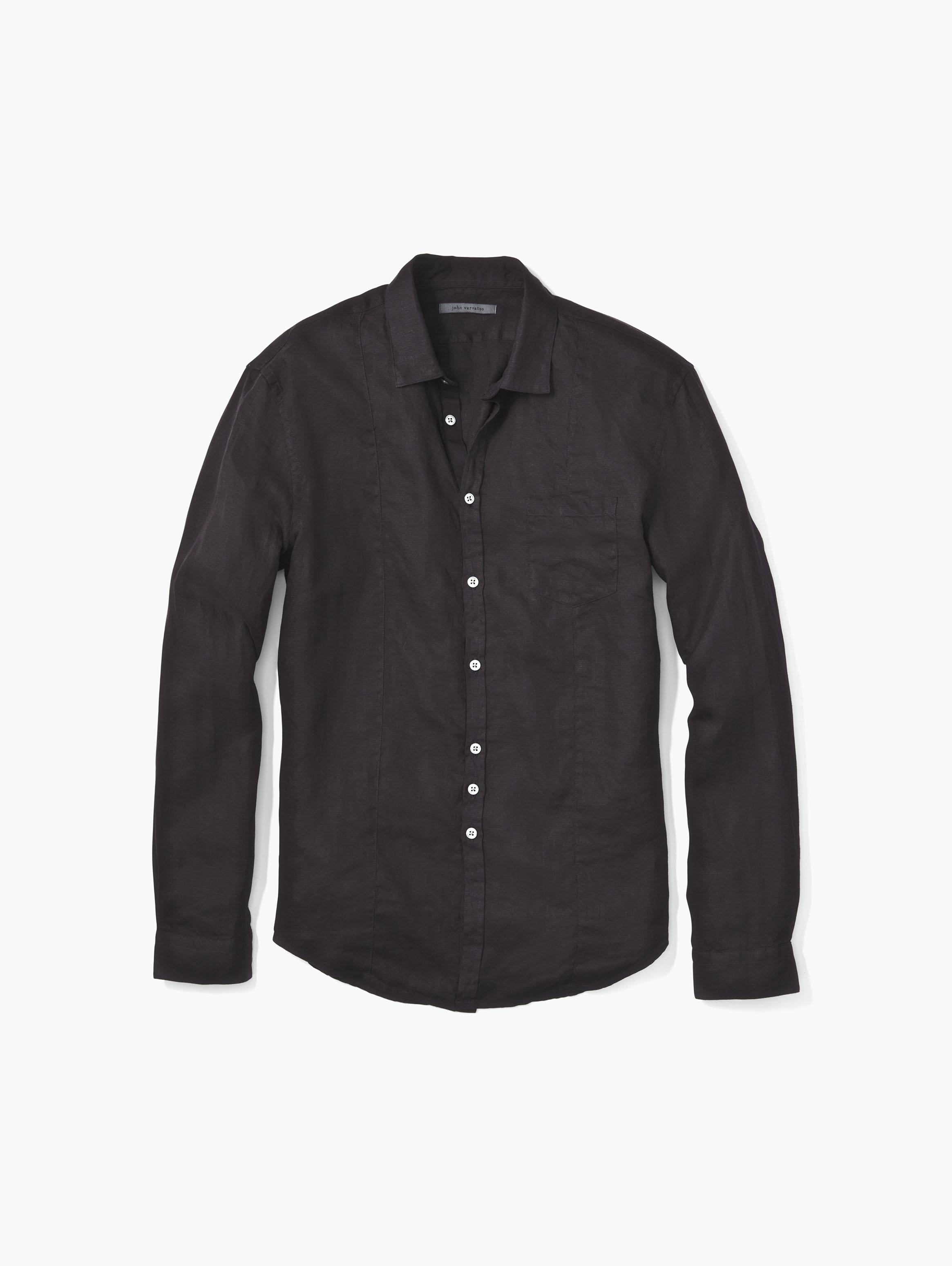 Slim Fit Linen Button-Up Shirt image number 4