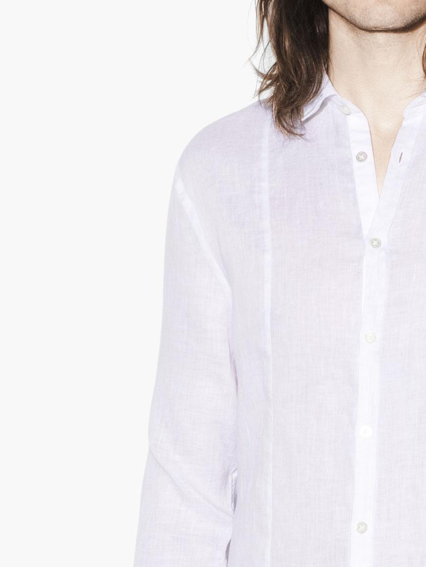 Slim Fit Linen Button-Up Shirt image number 3