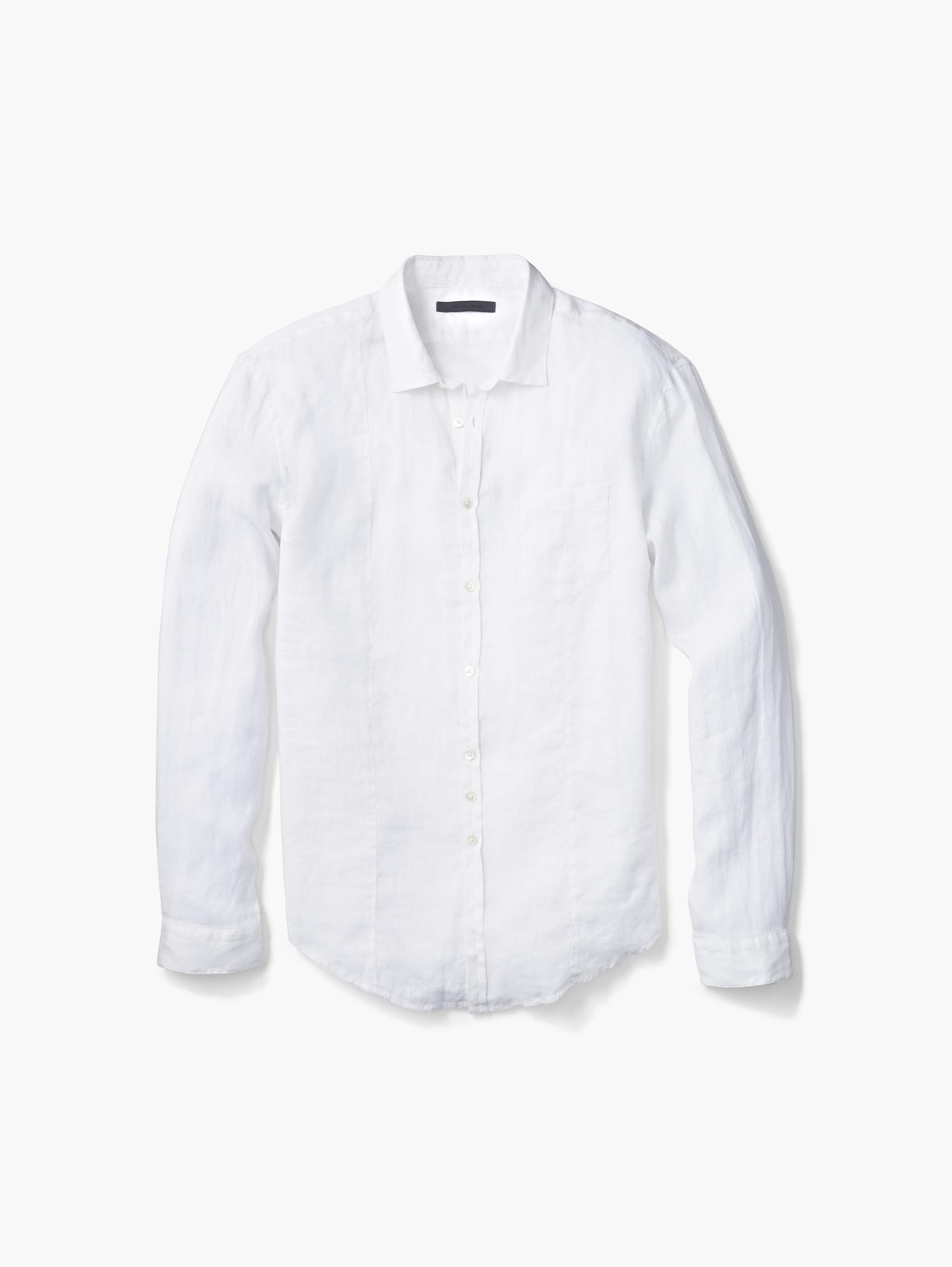 Slim Fit Linen Button-Up Shirt image number 4