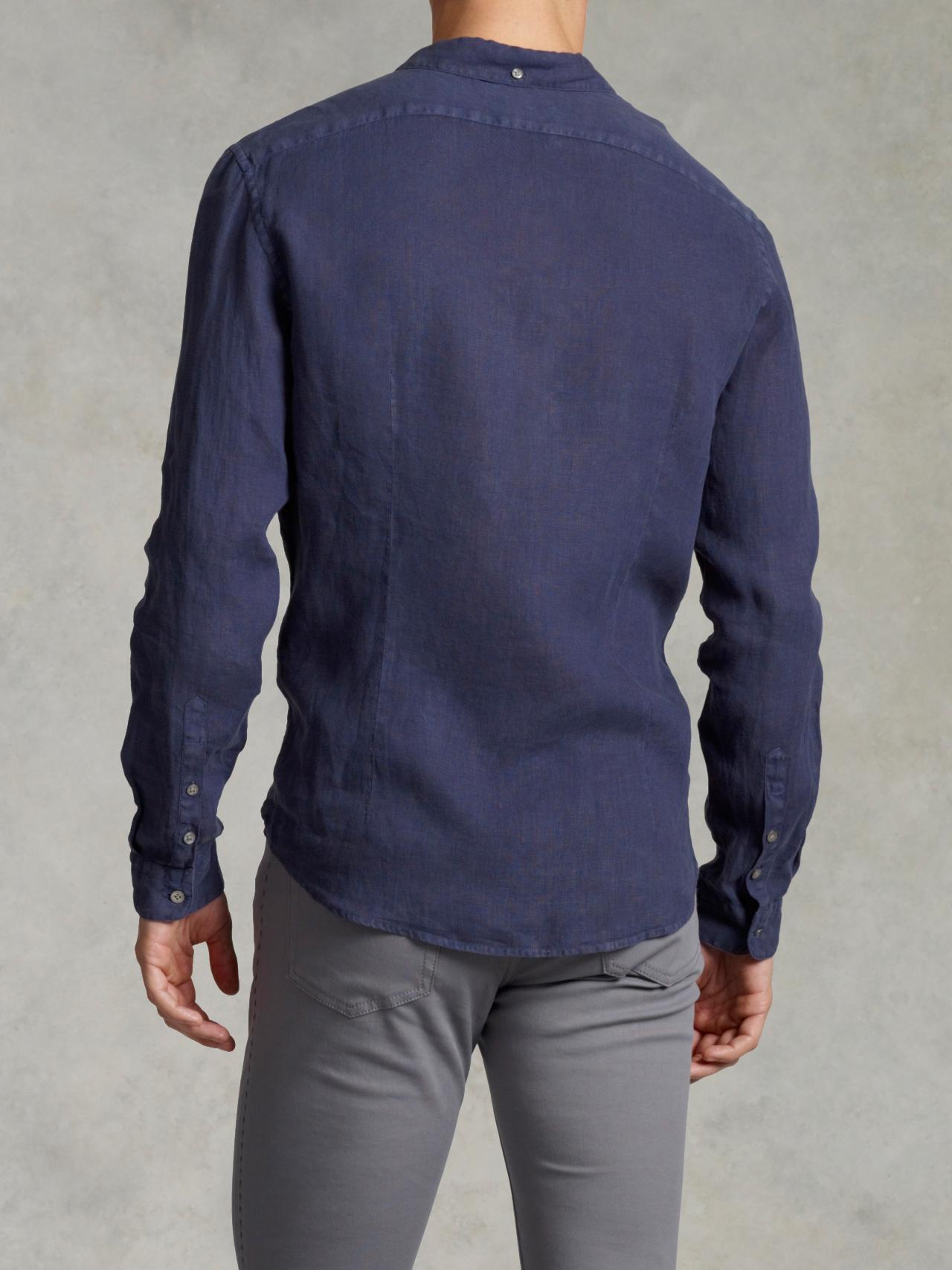 Slim Fit Linen Button-Up Shirt image number 2