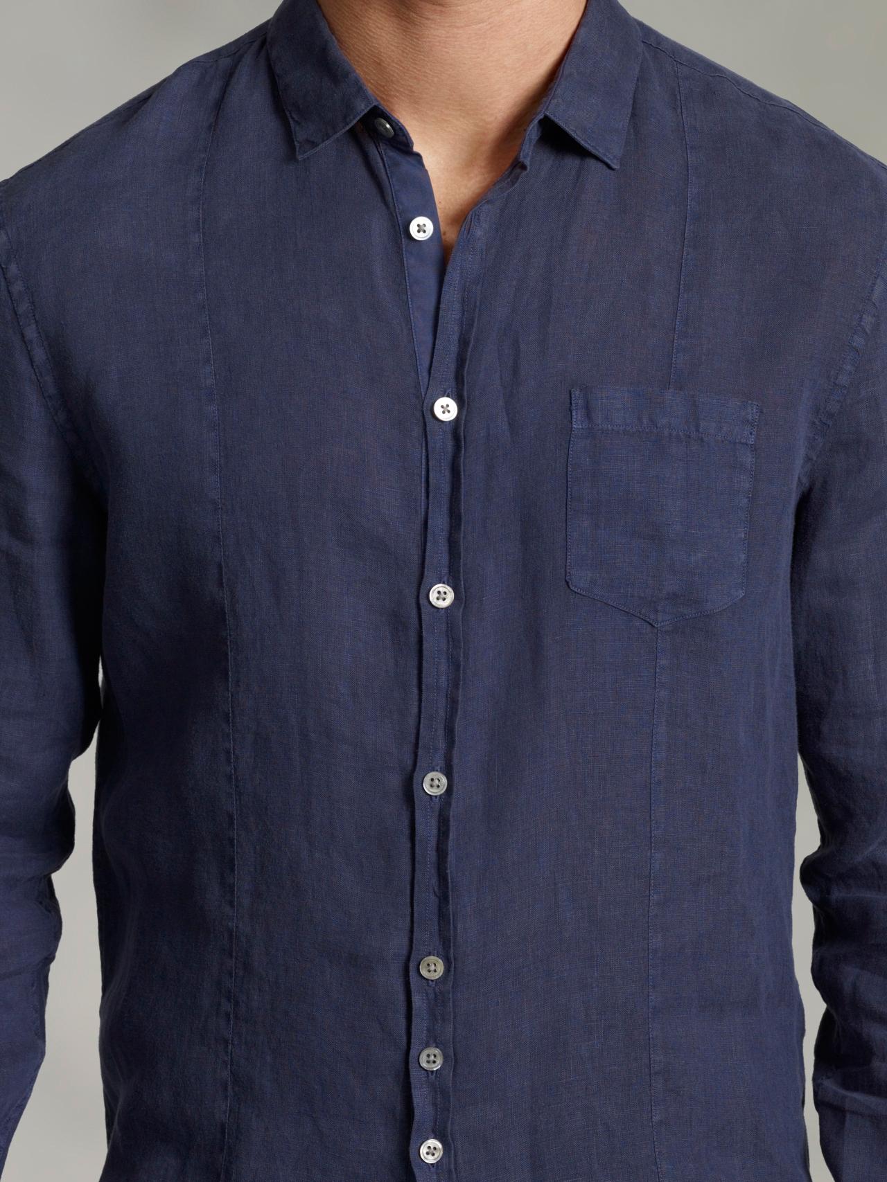 Slim Fit Linen Button-Up Shirt image number 3