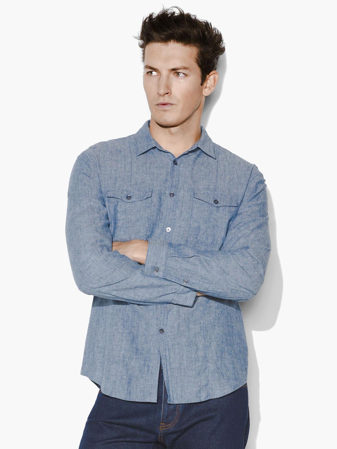 SLIM FIT CHAMBRAY SHIRT image number 1