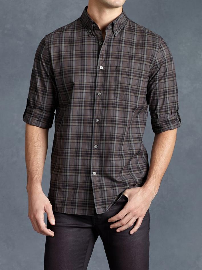 Cotton Plaid Rolled Sleeve Shirt image number 1