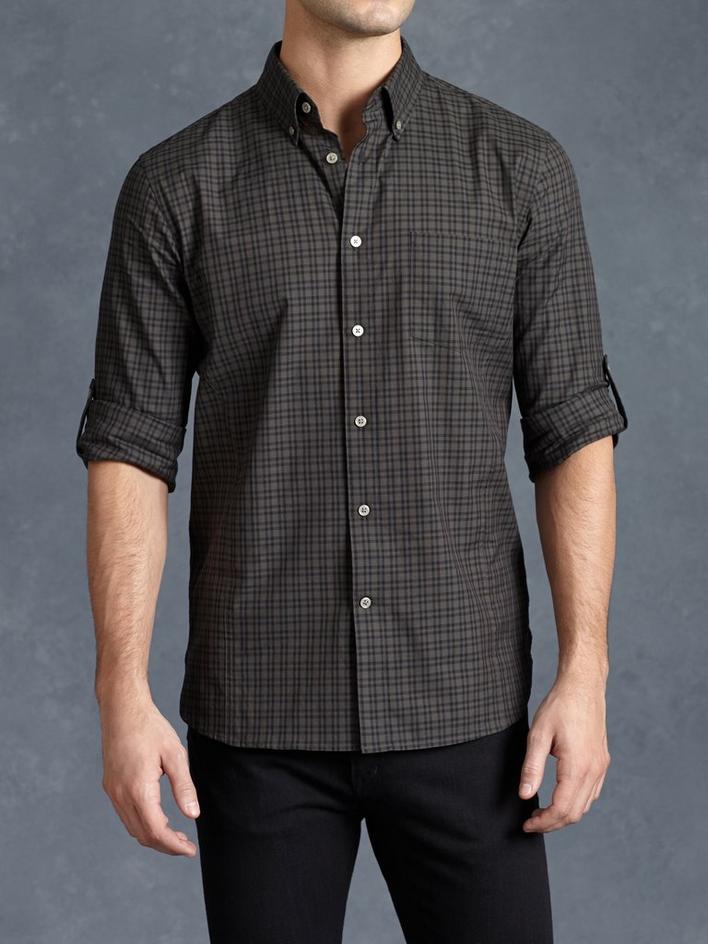 Cotton Plaid Rolled Sleeve Shirt image number 1