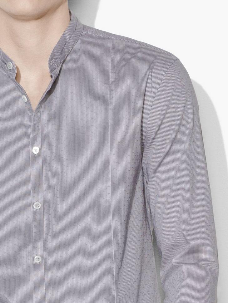 Dobby Striped Banded Collar Shirt image number 3