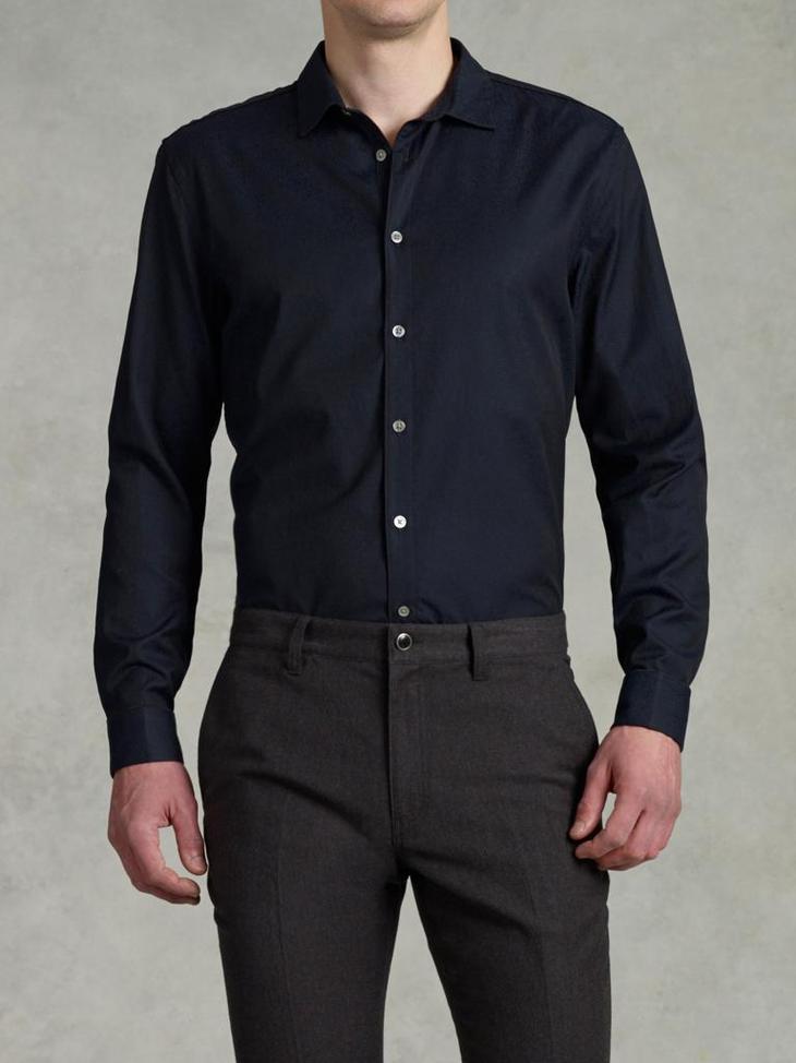 SLIM FIT SHIRT WITH THIN PIPING AROUND THE COLLAR image number 1