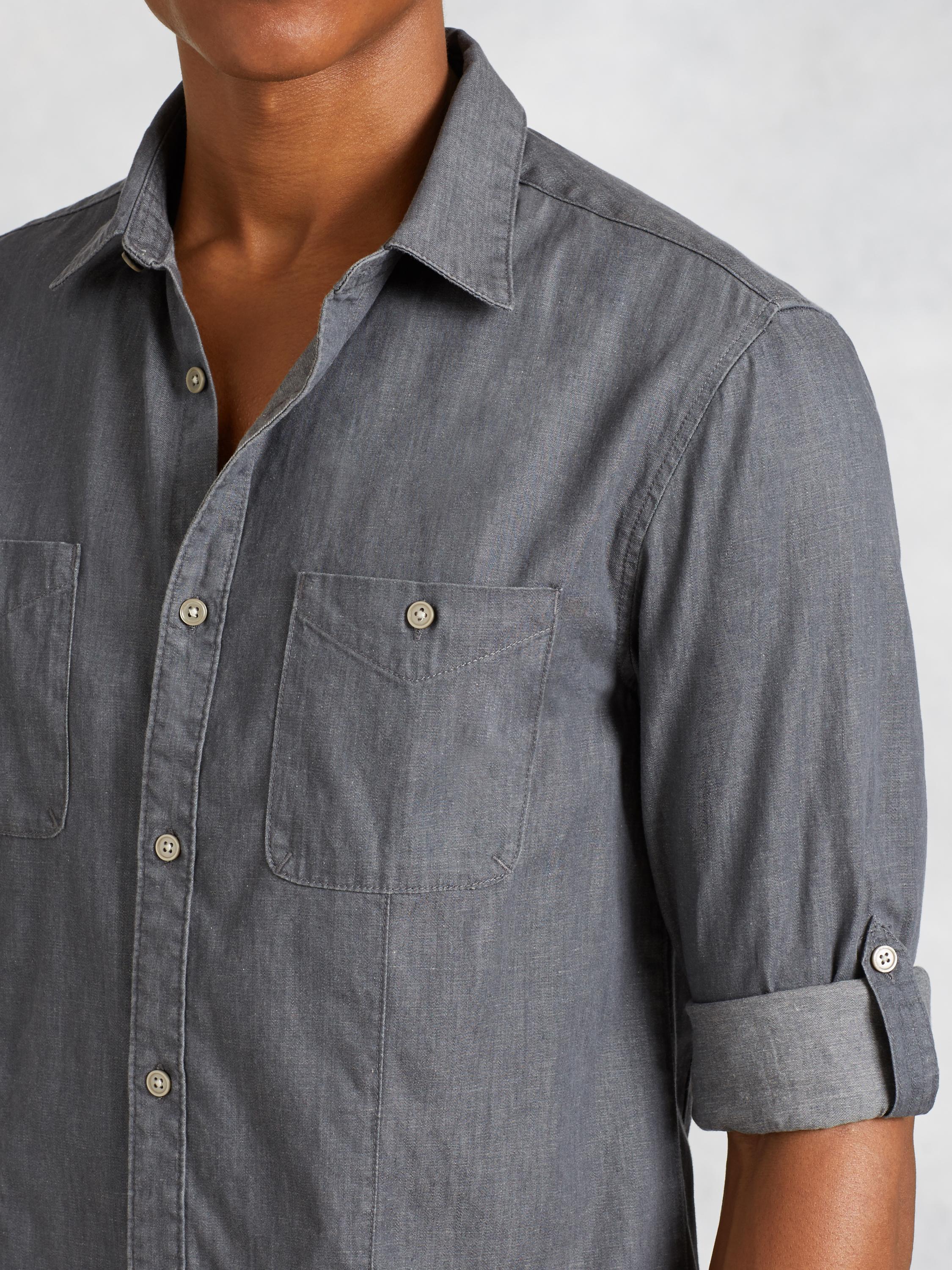 Cotton Linen Rolled Sleeve Shirt image number 3
