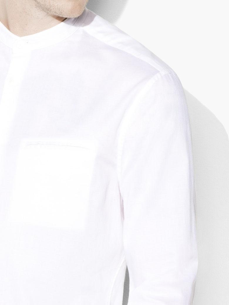 Cotton Pique Banded Collar Shirt image number 3