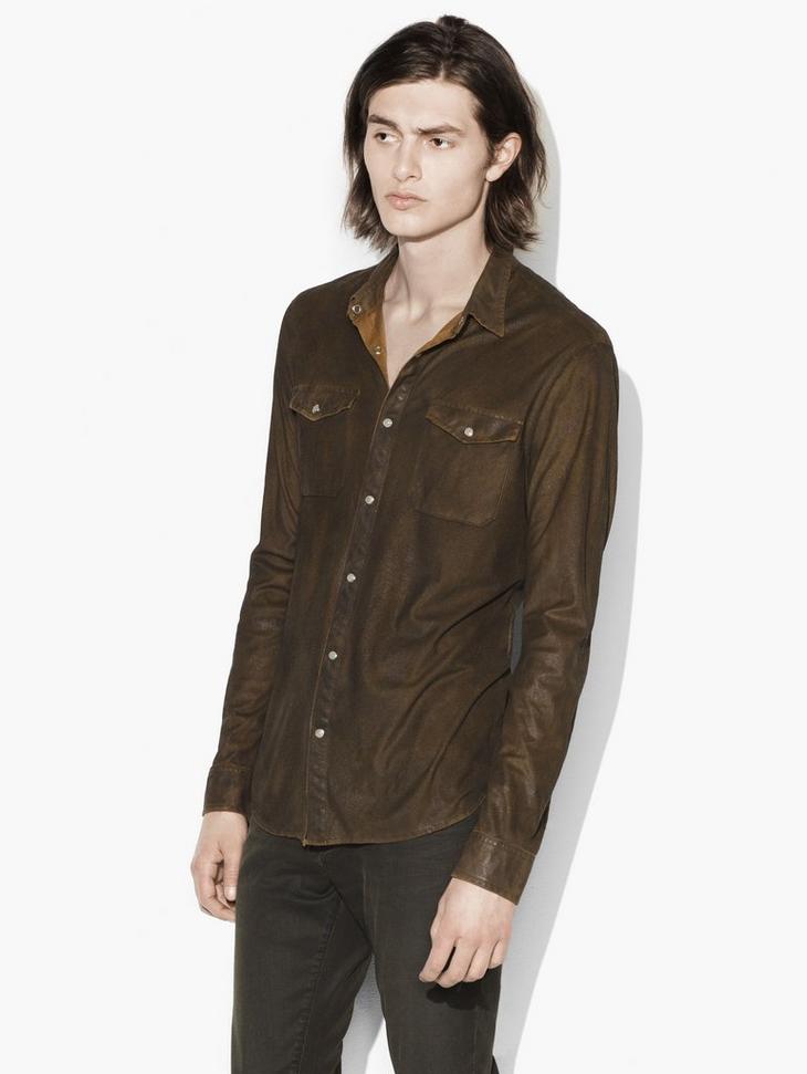 Faux Suede Military Shirt image number 1