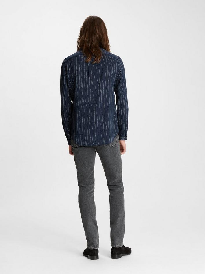 BAND COLLAR STRIPED SHIRT  image number 2