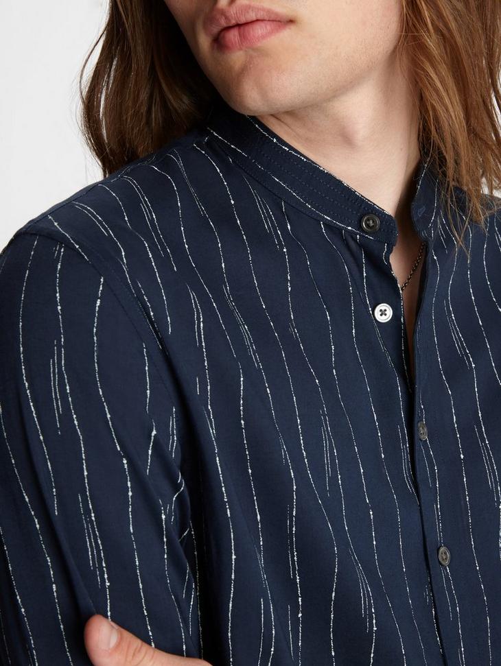 BAND COLLAR STRIPED SHIRT  image number 3