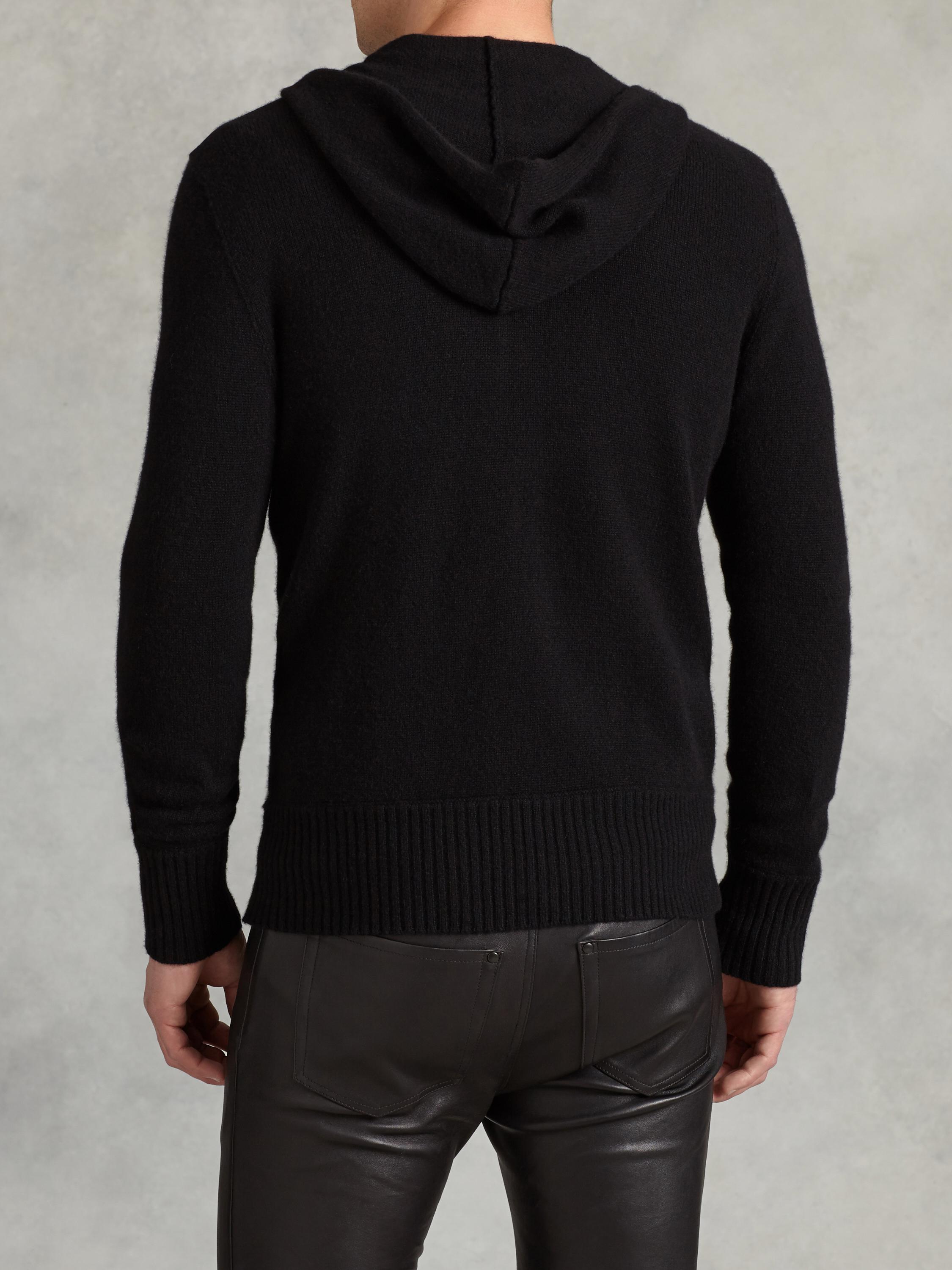 LS HOODY SWEATER W LEATHER TRIM image number 2