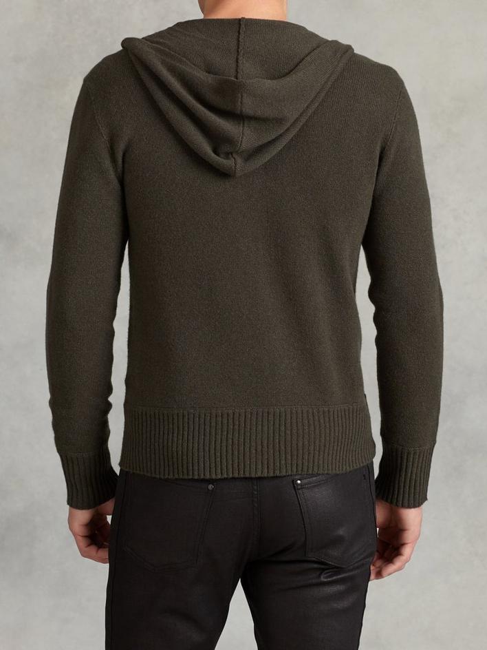 LS HOODY SWEATER W LEATHER TRIM image number 2