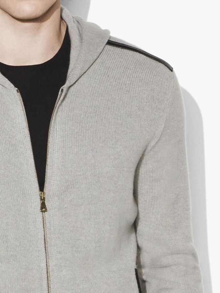 Cashmere Leather Trim Hoodie image number 3