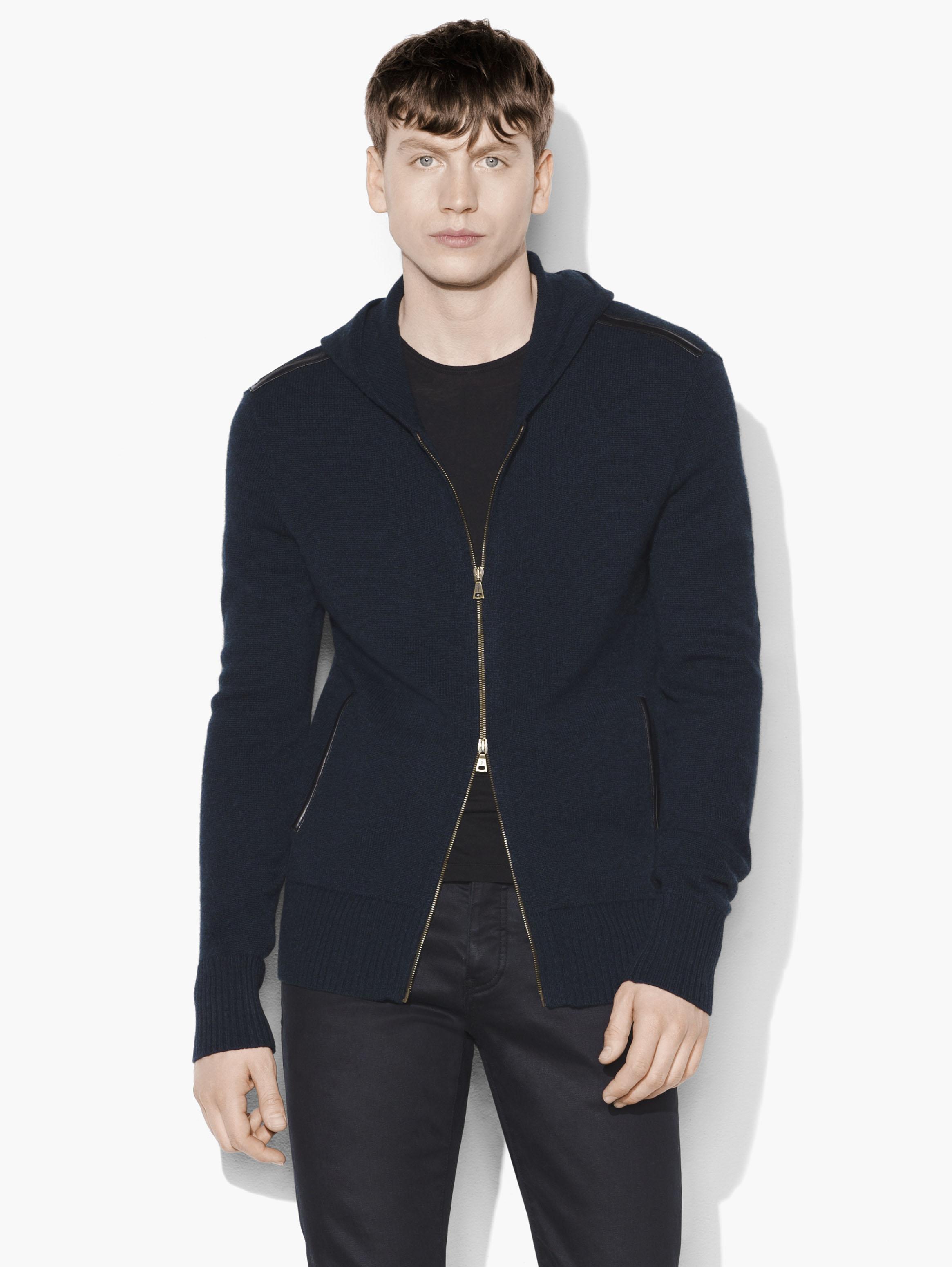 Cashmere Leather Trim Hoodie image number 1