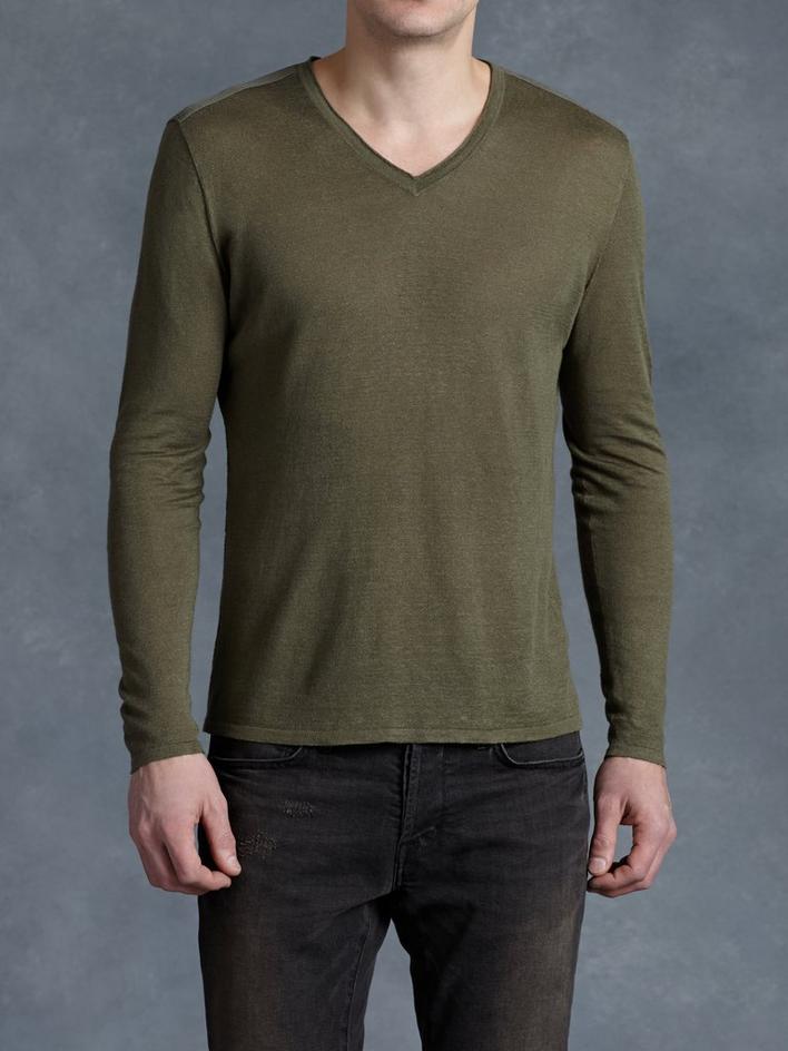 LS VNECK W RIBBED CUFF image number 1