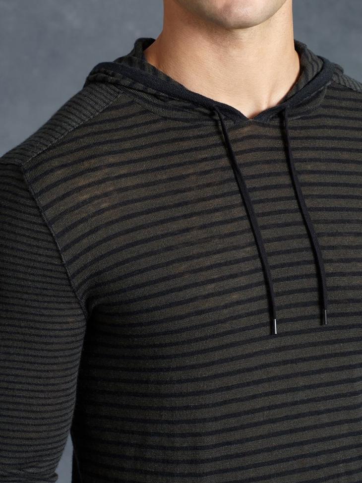 MIXED STRIPE PULLOVER HOODY SWEATER image number 3