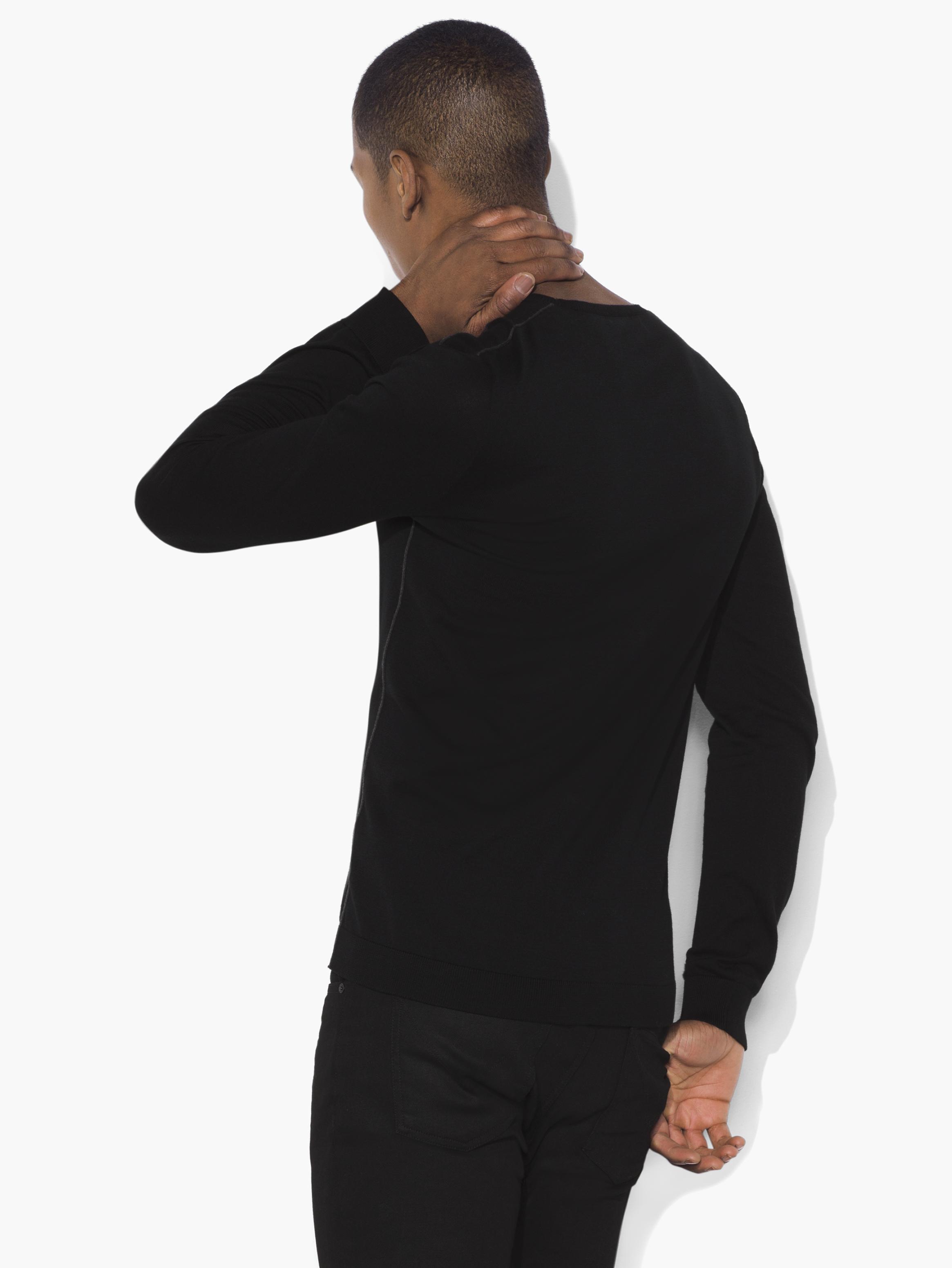 Crewneck Sweater with Shoulder Piping image number 2