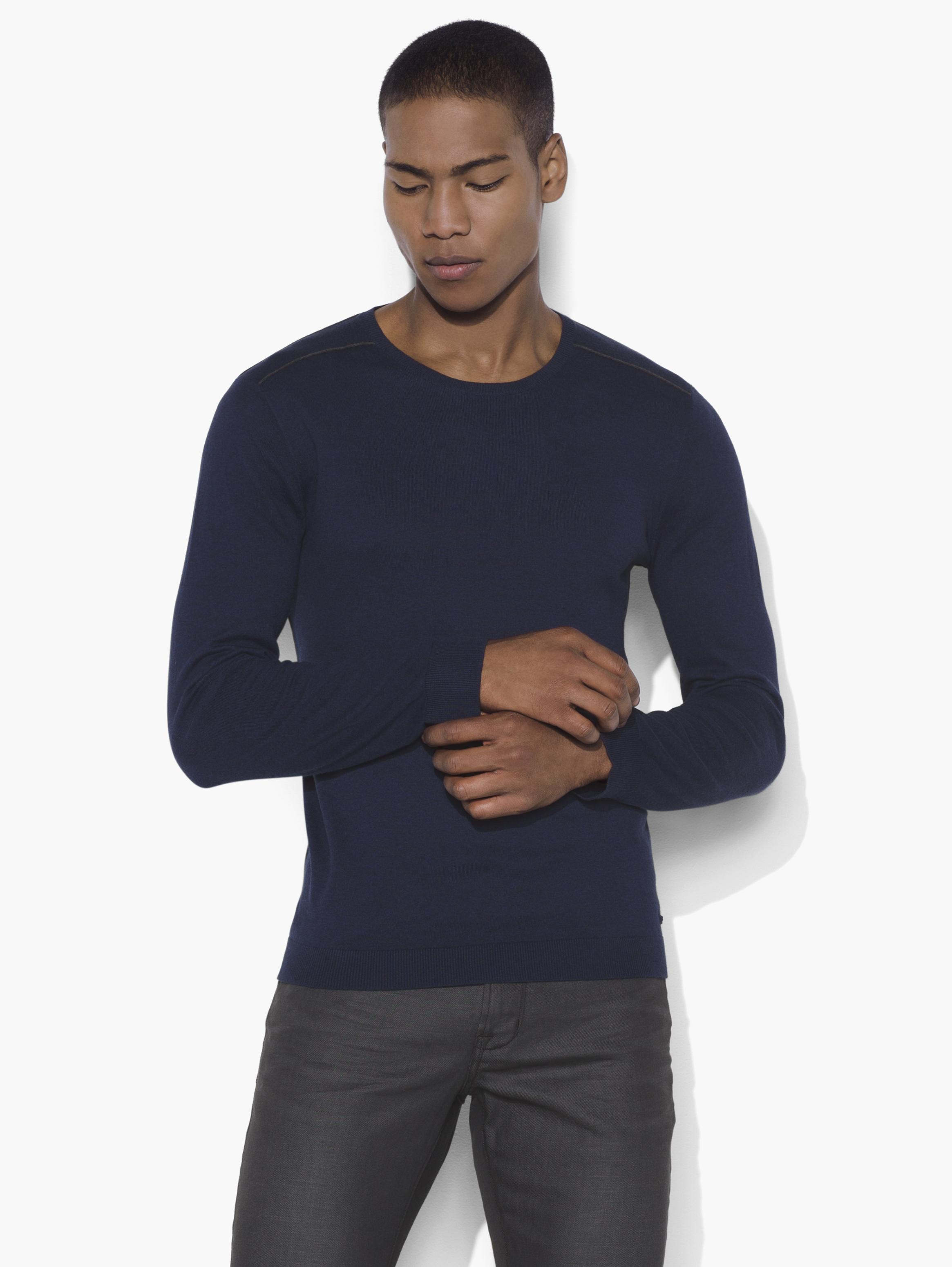 Crewneck Sweater with Shoulder Piping image number 1