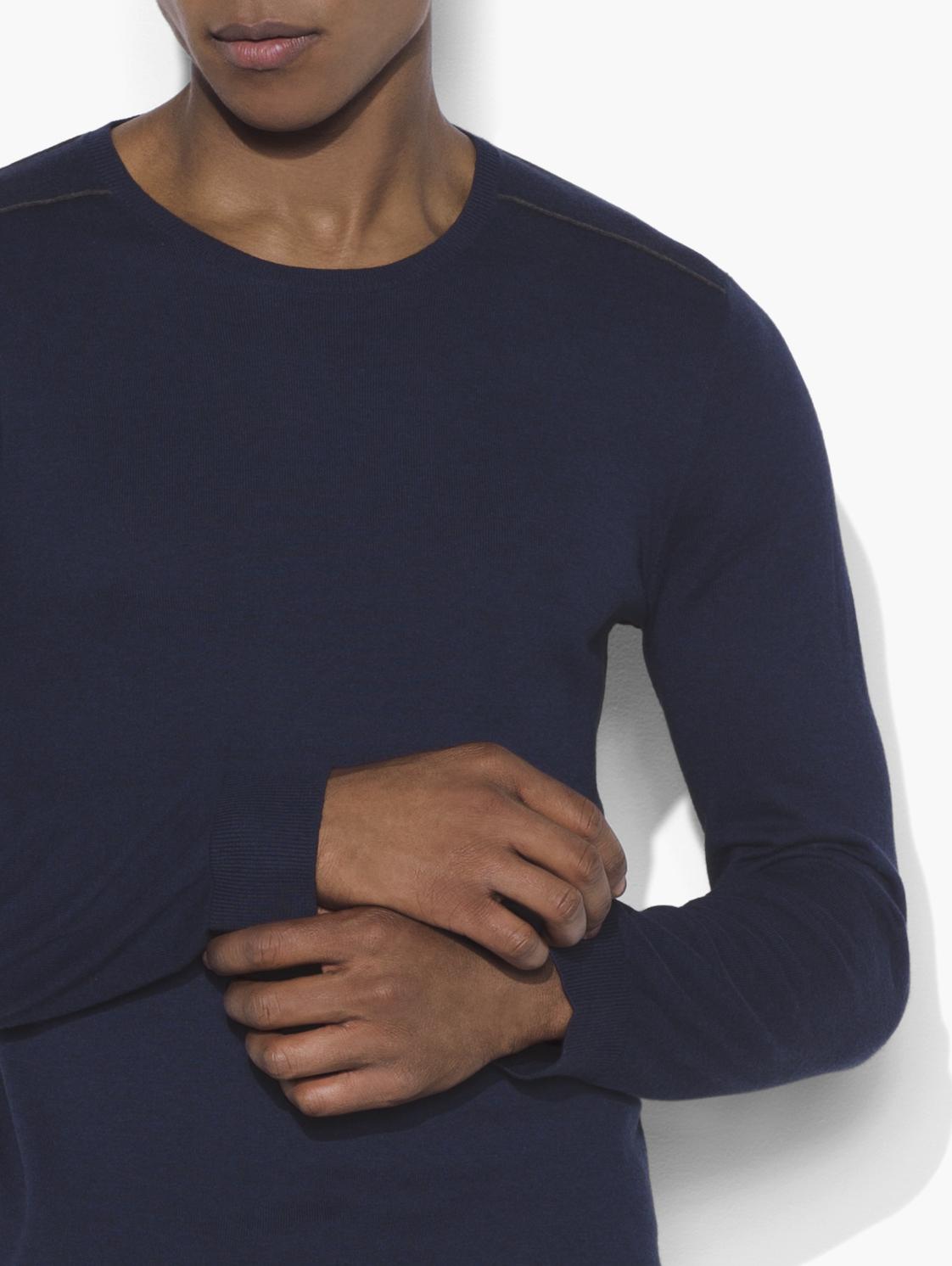 Crewneck Sweater with Shoulder Piping image number 3