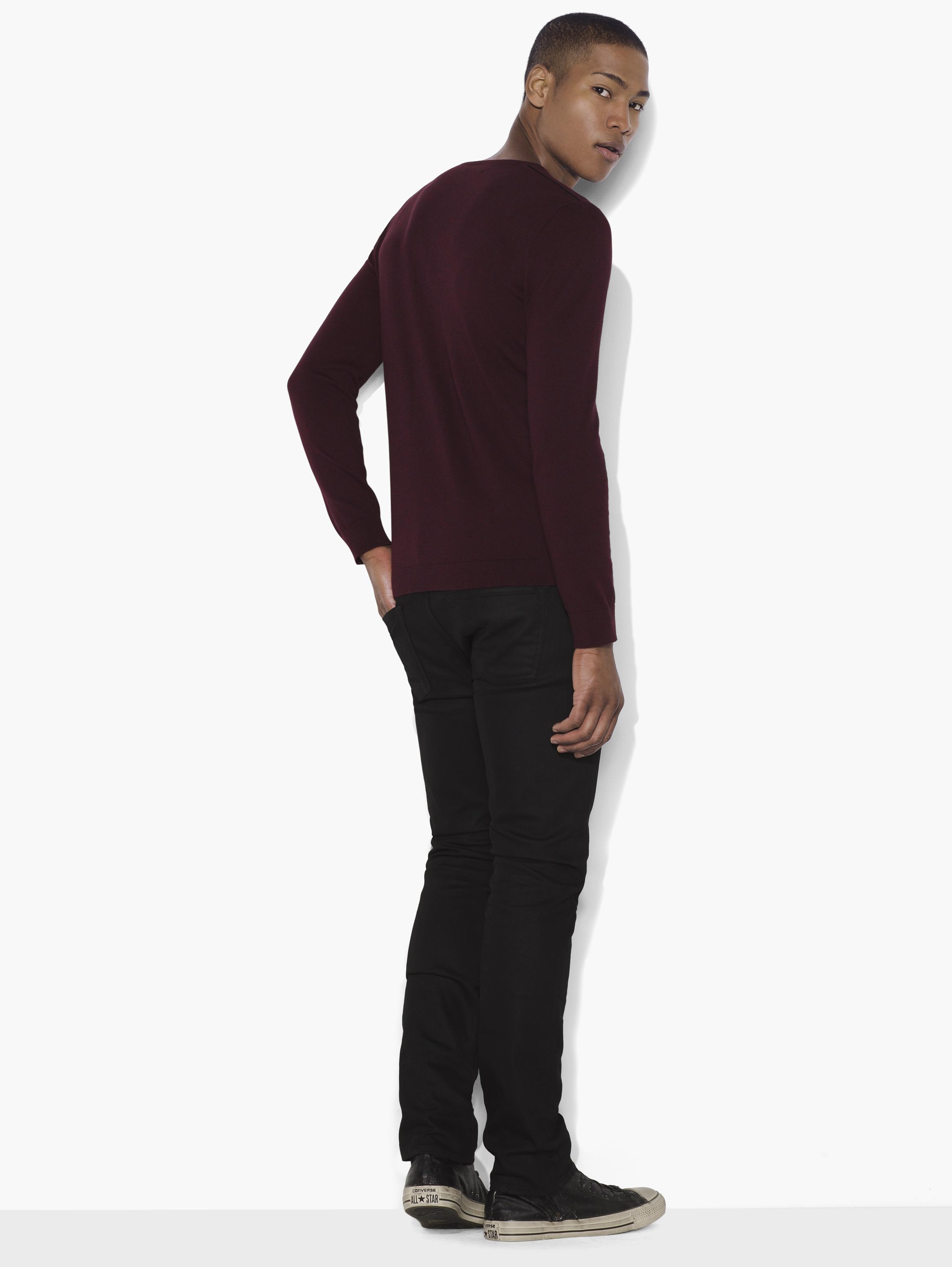 Crewneck Sweater with Shoulder Piping image number 2