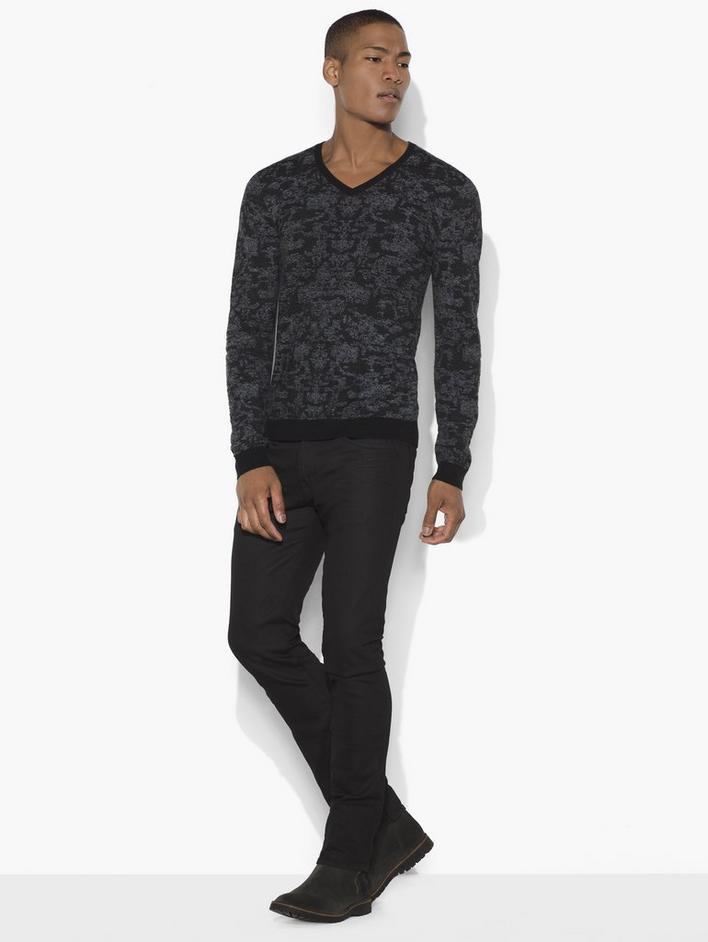 Pixelated V-Neck Sweater image number 1