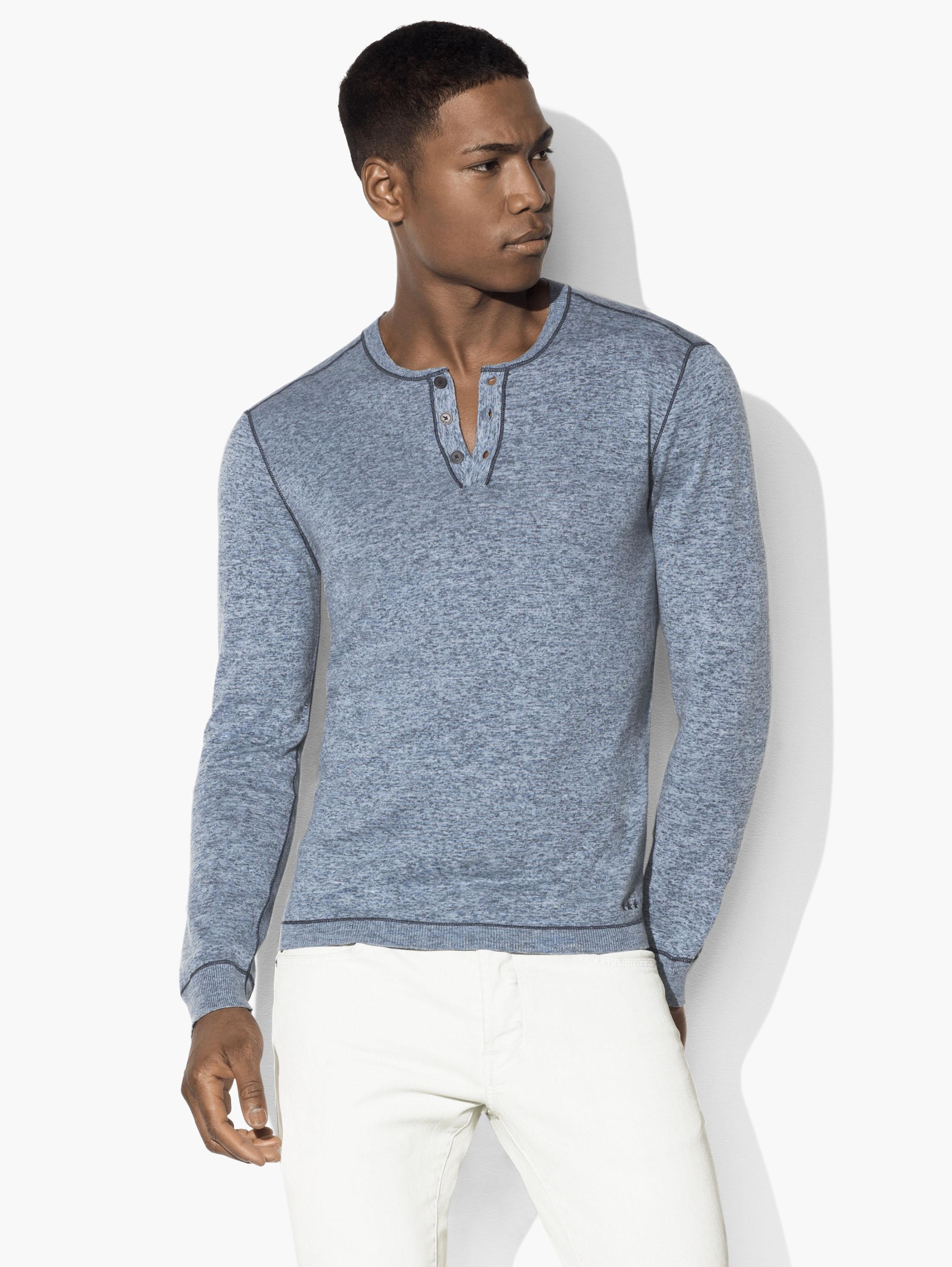 Henley Sweater with Stitched Details image number 1