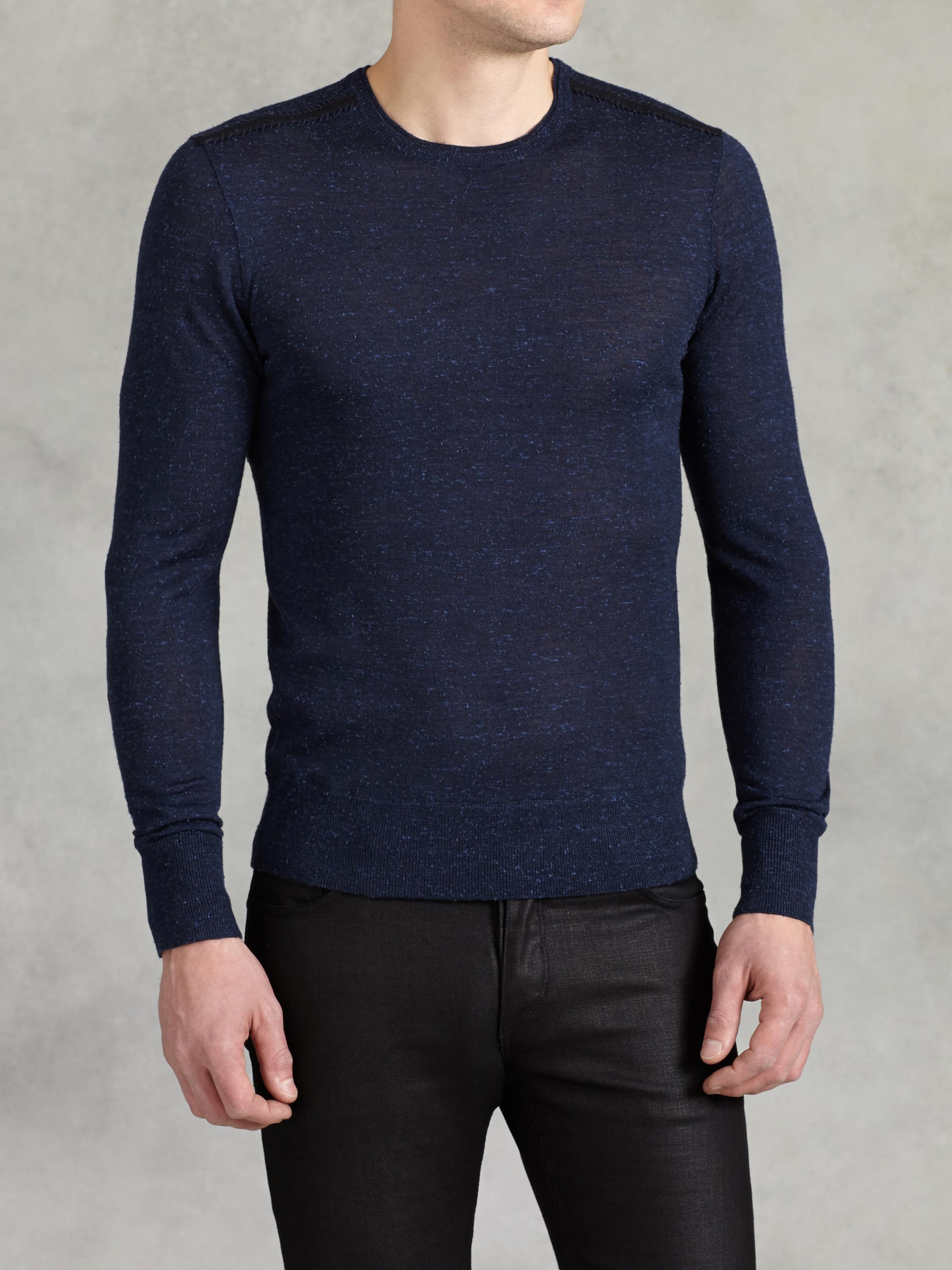 LS CREWNECK SWEATER W ELBOW PATCHES image number 1