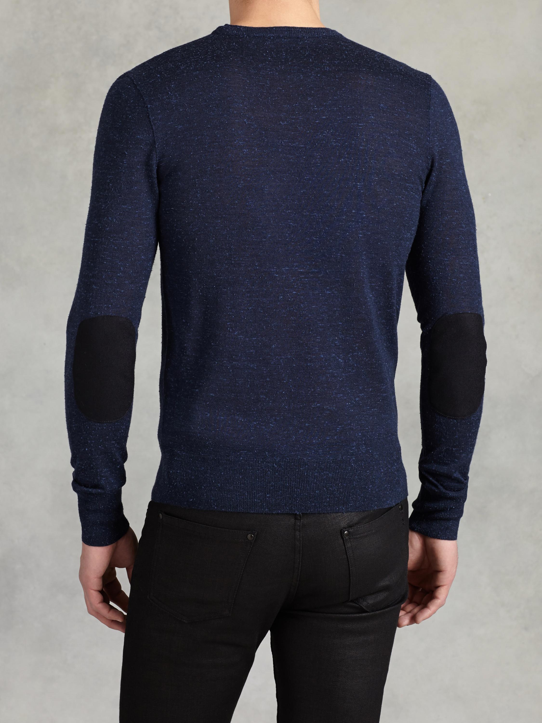 LS CREWNECK SWEATER W ELBOW PATCHES image number 2