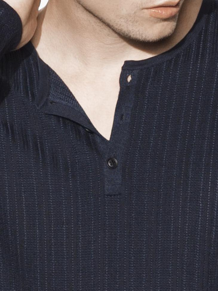 Silk Cotton Ribbed Henley image number 3