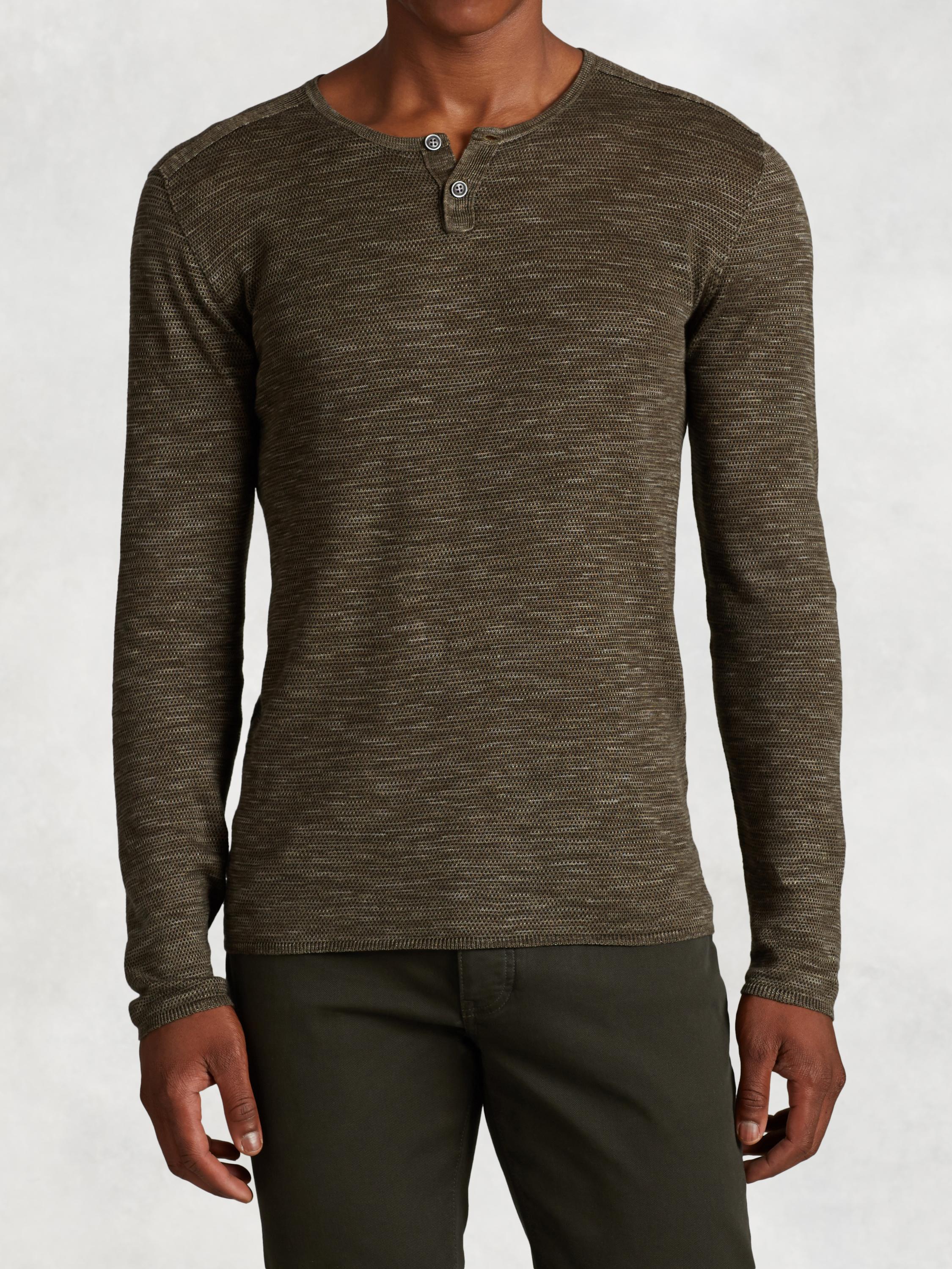 Linen Cotton Henley Sweater image number 1