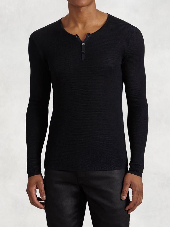Silk Henley Sweater image number 1