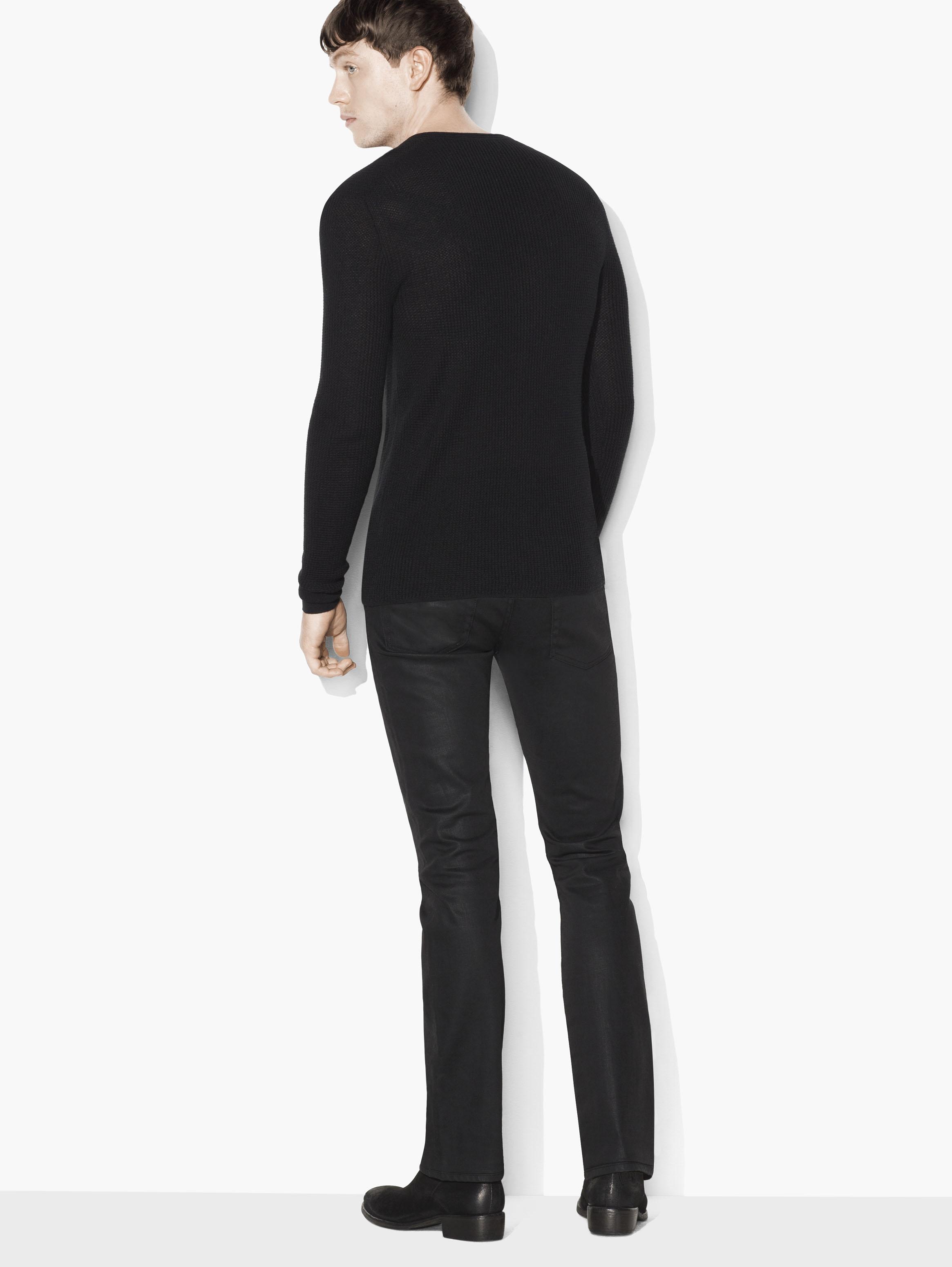 Silk Cashmere Waffle Knit Henley image number 2