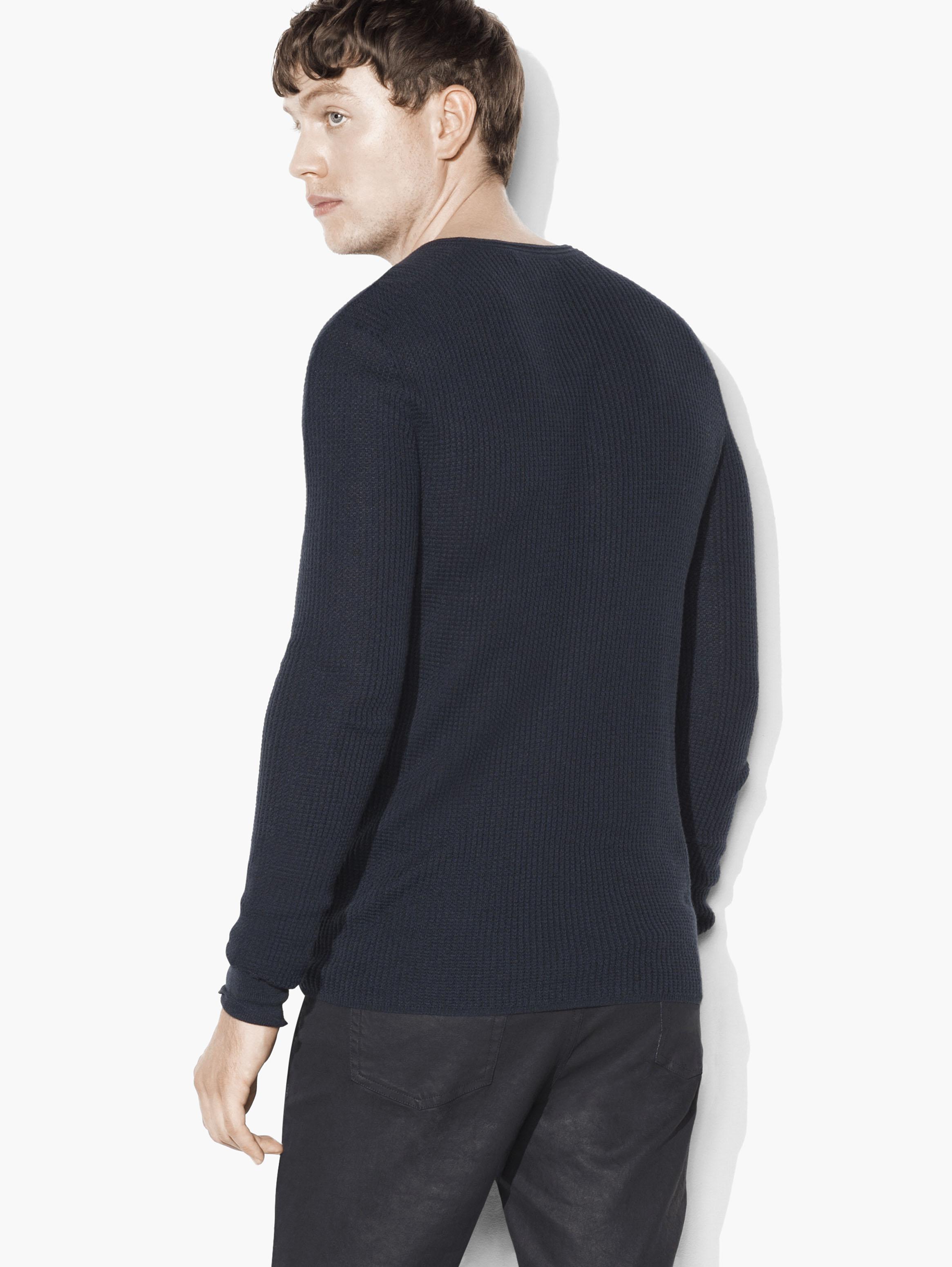 Silk Cashmere Waffle Knit Henley image number 2
