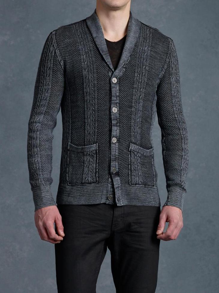 Shawl Collar Cable Knit Cardigan image number 1