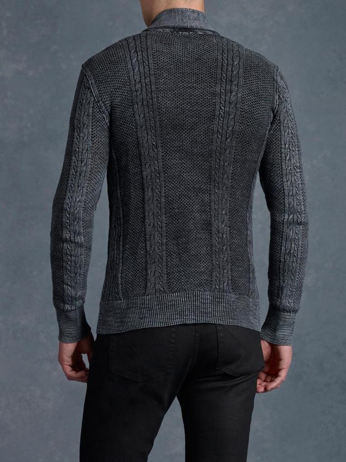 Shawl Collar Cable Knit Cardigan image number 2