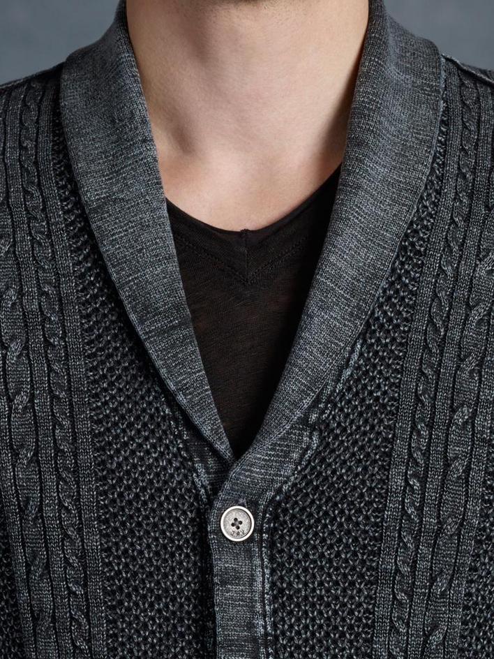 Shawl Collar Cable Knit Cardigan image number 3