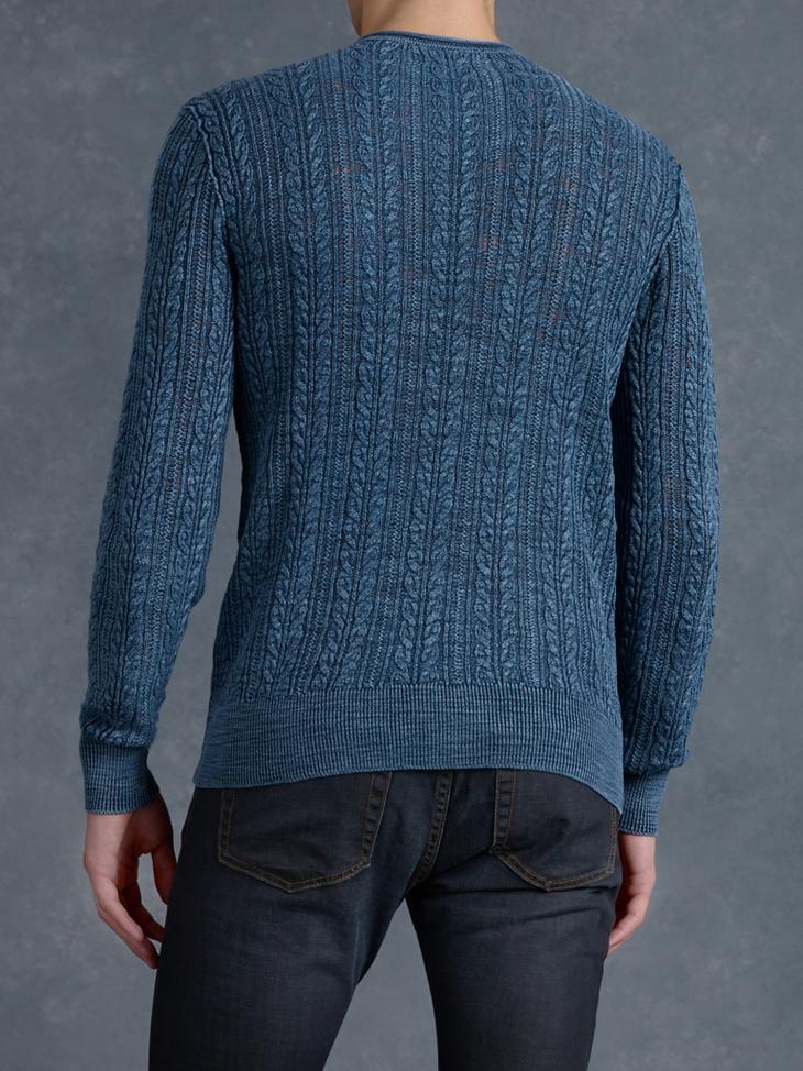 V-Neck Cable Knit Sweater image number 2