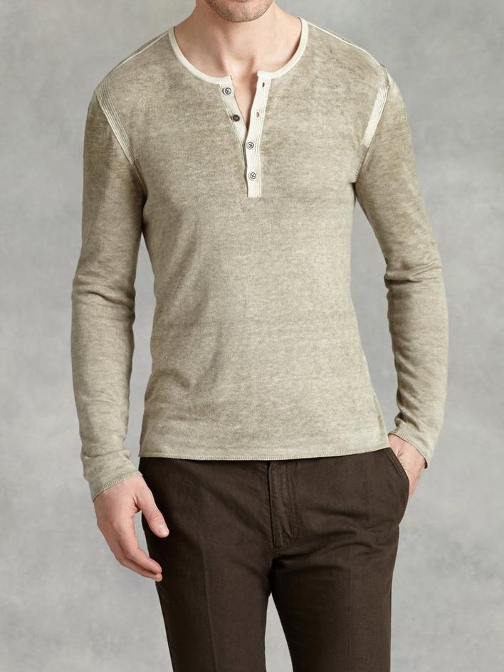 REVERSE PRINT HENLEY SWEATERS image number 1