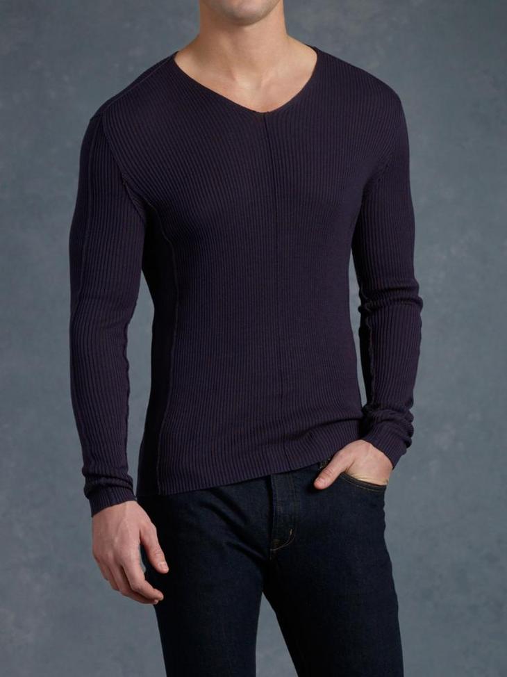 Ribbed V-Neck Sweater image number 1
