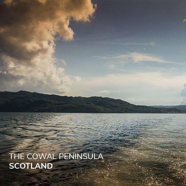 Image of calm water over the secret scenery of Cowal Peninsula in Scotland.