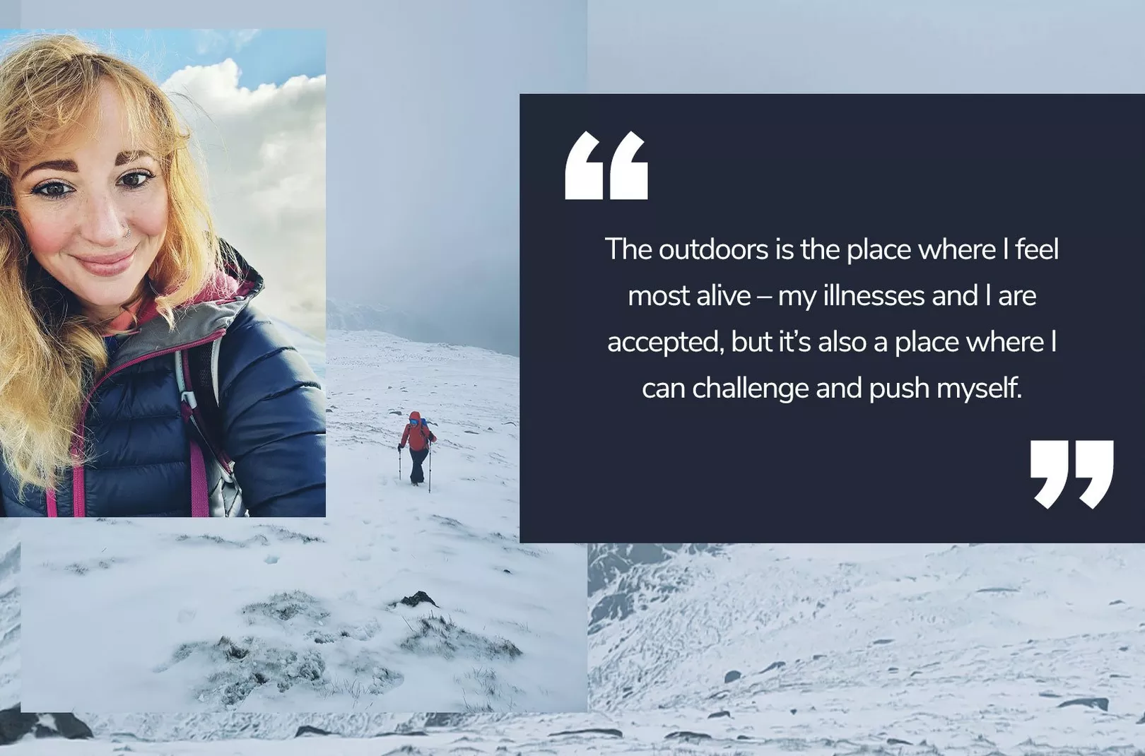 Kate Appleby exploring in the snow during winter