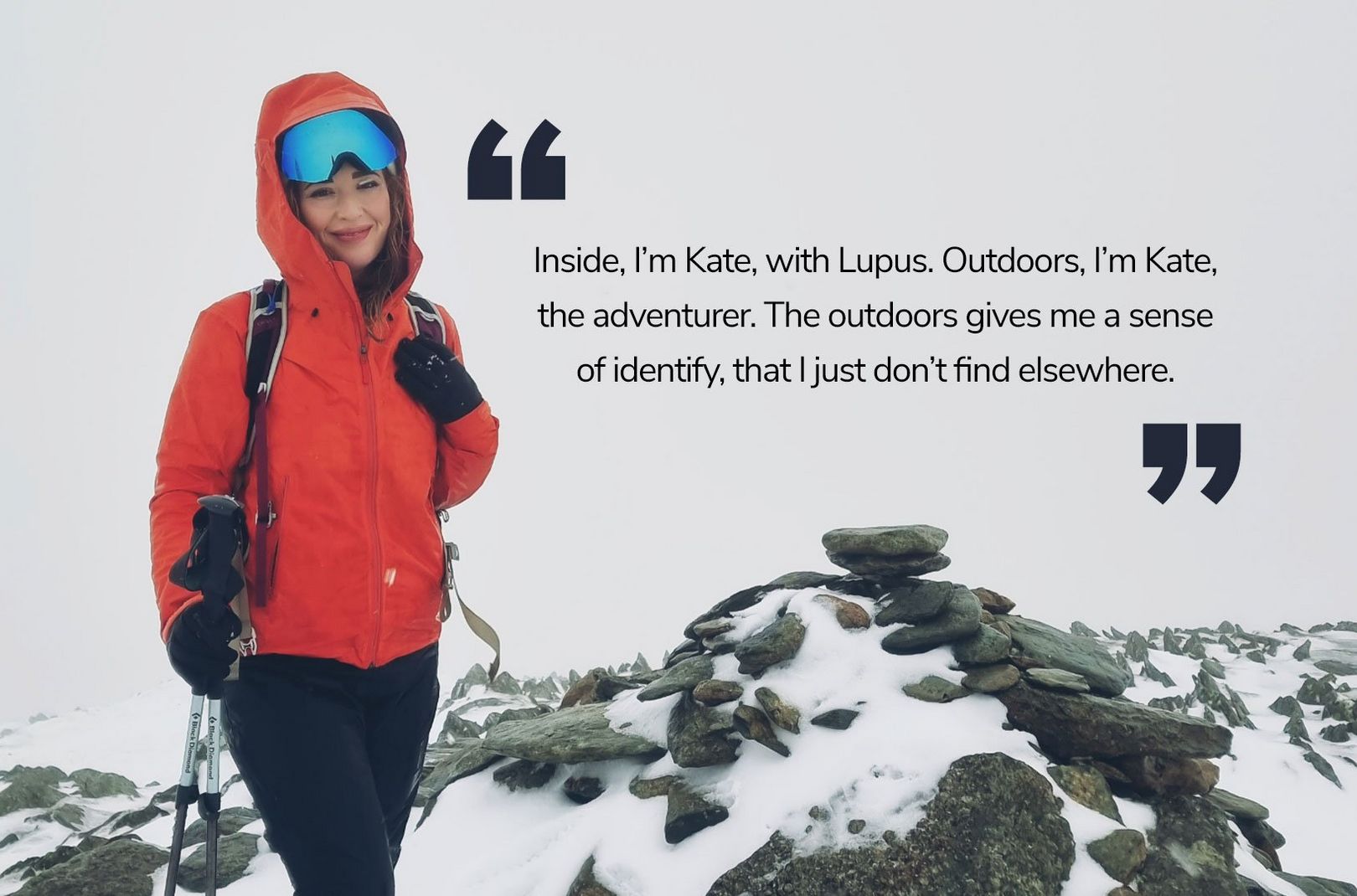 Kate Appleby exploring in the snow during winter