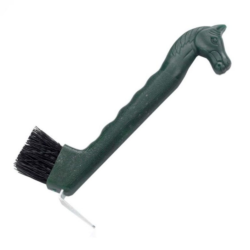 Lincoln Horse Head Hoof Pick with Brush Green