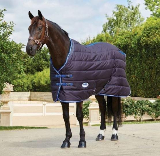 WeatherBeeta ComFiTec 600D Channel Quilt 220g Medium Weight Standard Neck Stable Rug Charcoal/Blue/White